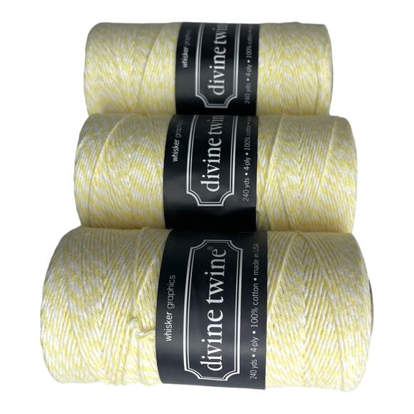 NEW Pack (3) Bakers Twine 100% Cotton 240 Yards, 4 PLY Yellow White Stripe NWT - Picture 2 of 4